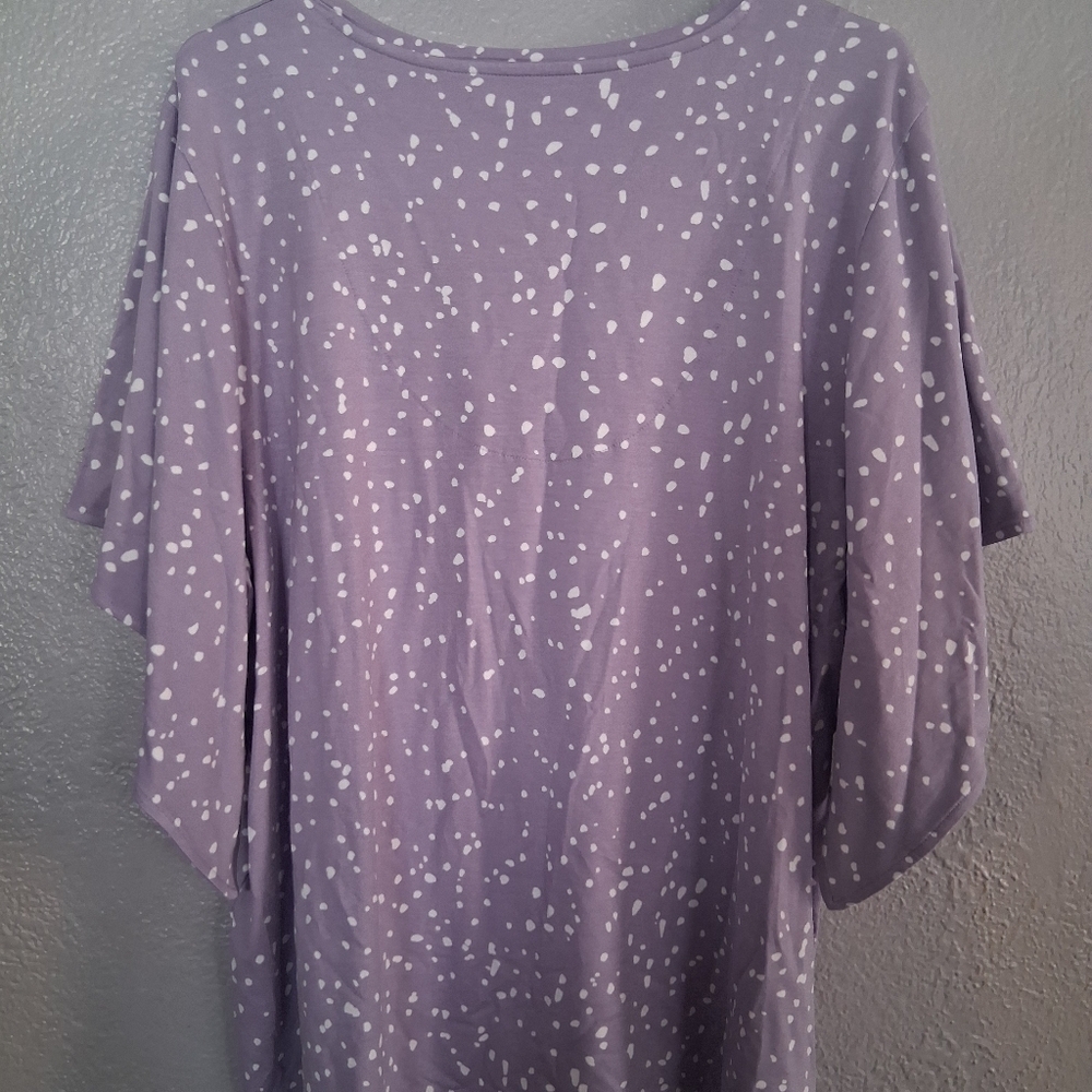 Chico's NWT Touch Of Cool Cloud Shirred Flutter Tee Gentle Lavender 4/XXL - Picture 7 of 7